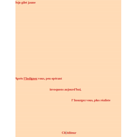 Stéphane Hessel a formulé le premier élément, il semble notoirement insuffisant Stéphane Hessel a formulé le premier élément, il semble notoirement insuffisant